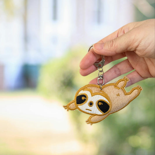 Chillax Sloth Handmade Embroidery Keychain