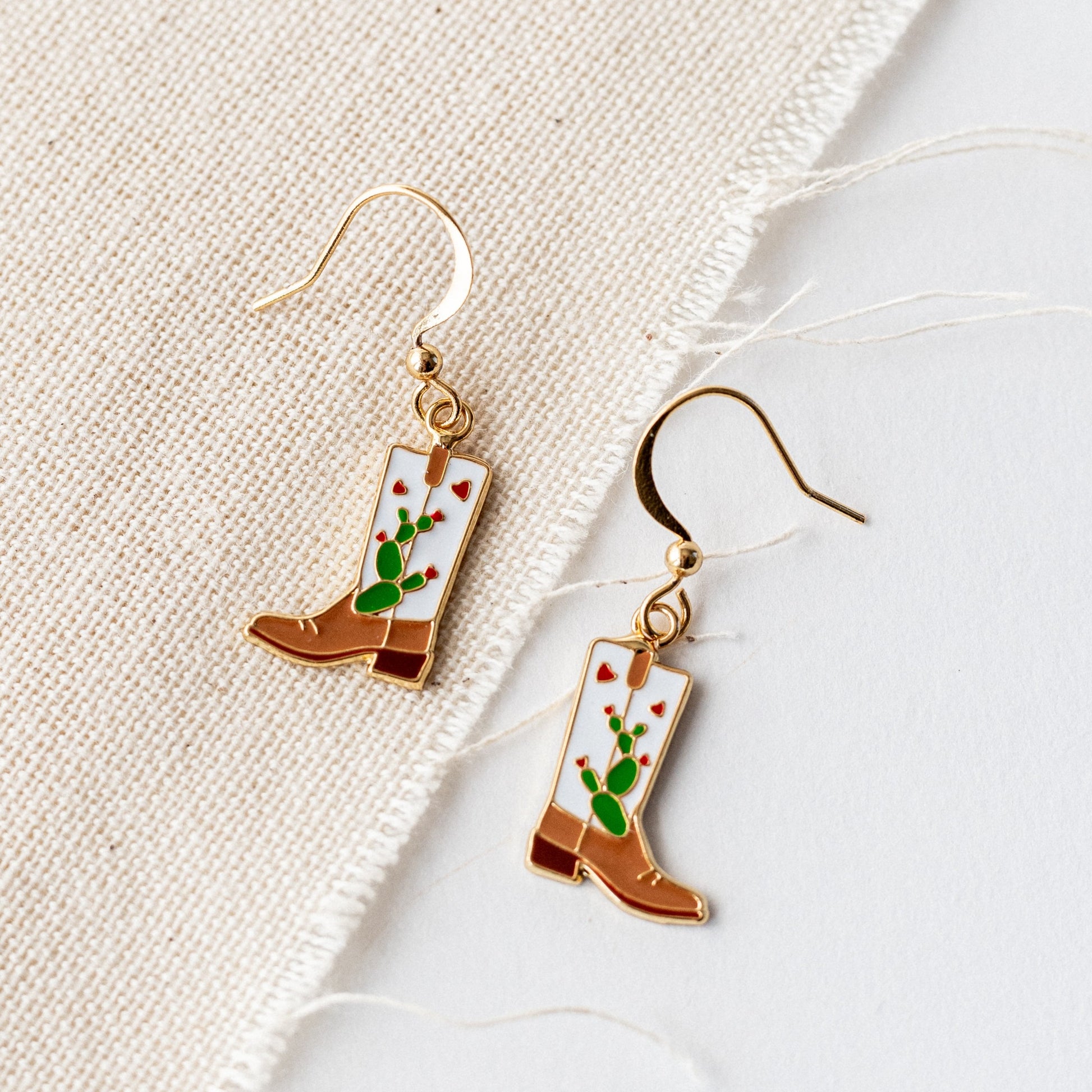 Cowgirl Cactus Boots Enamel Drop Earrings | Miss Modi