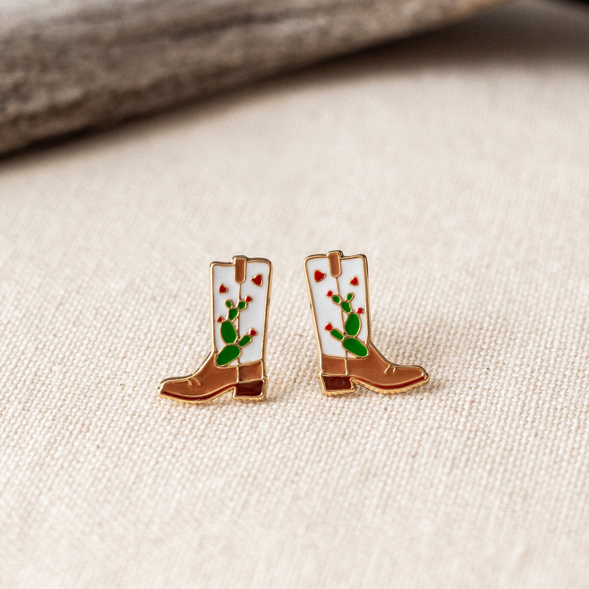 Cowgirl Cactus Boots Enamel Studs | Miss Modi