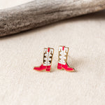 Pink Cowgirl Boots Enamel Stud Earrings | Miss Modi