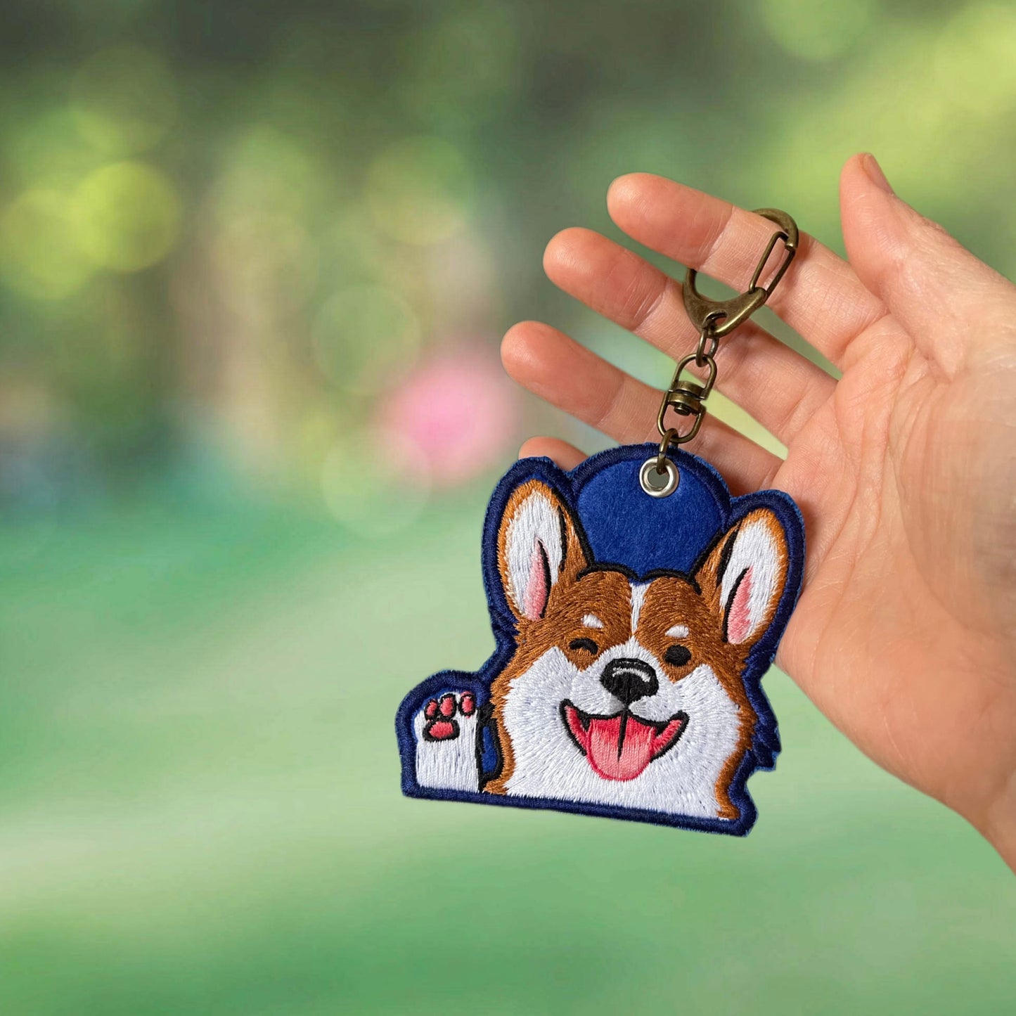 Hello Corgi! Handmade Embroidery Keychain