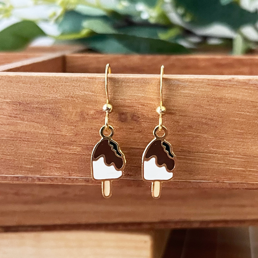 Chocolate Ice cream Bar Enamel Earrings