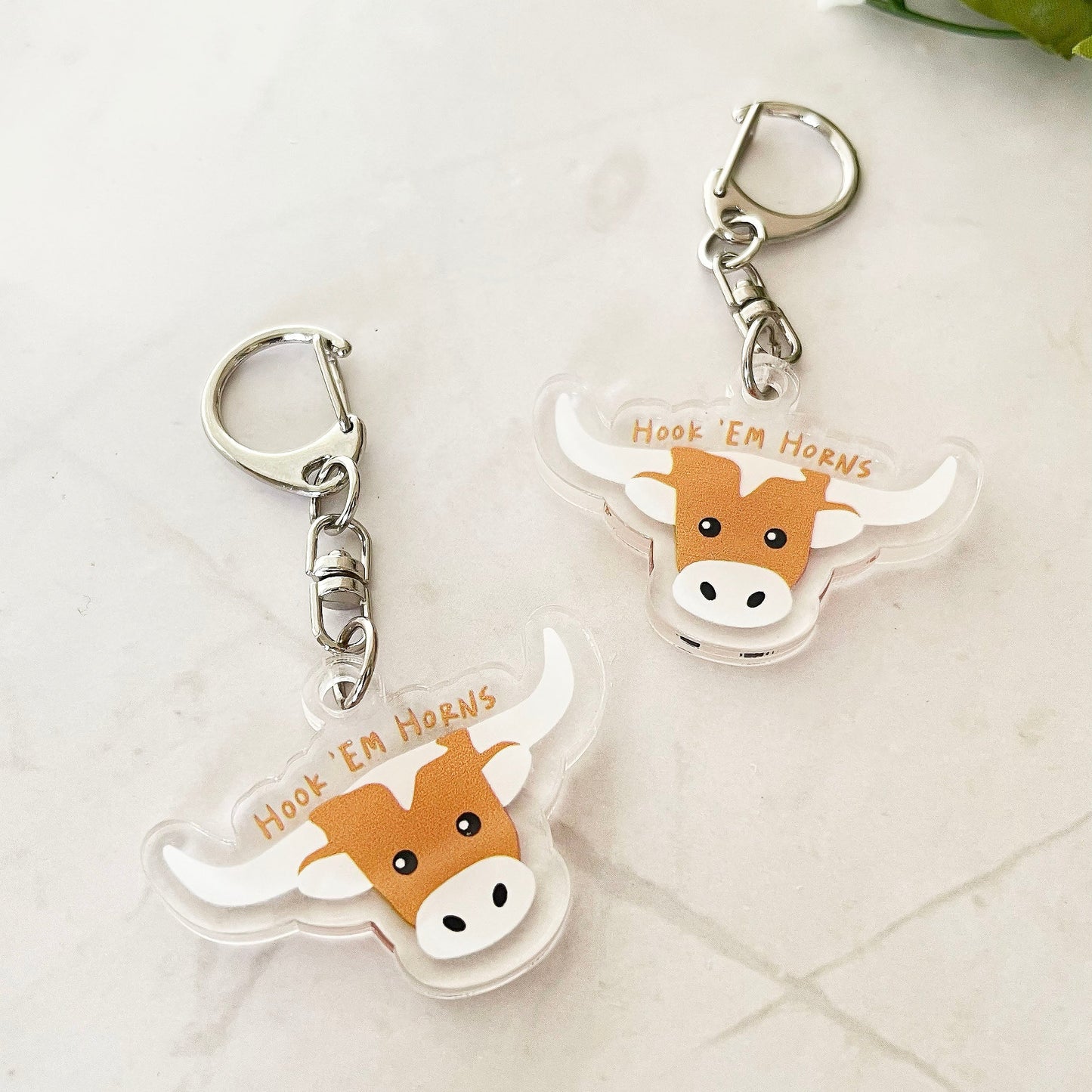 Hook 'Em Horns Texas Longhorn Acrylic Keychain