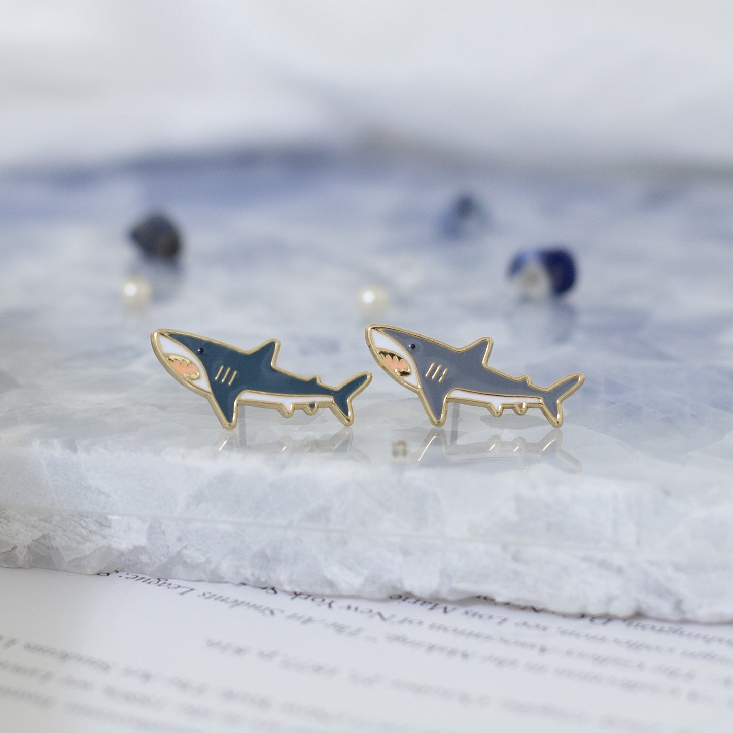 Great White Enamel Earrings/ Bracelet/ Necklace