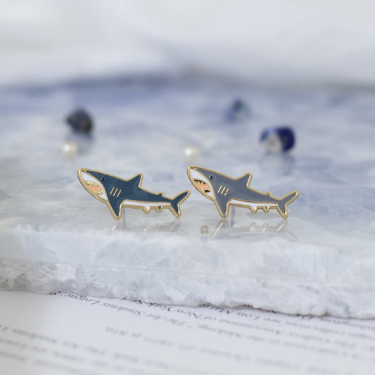 Great White Enamel Earrings/ Bracelet/ Necklace