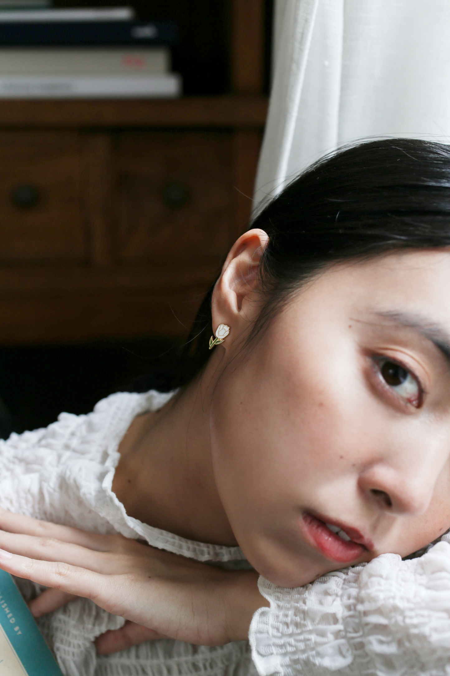 Tulip Flower Enamel Stud Earrings