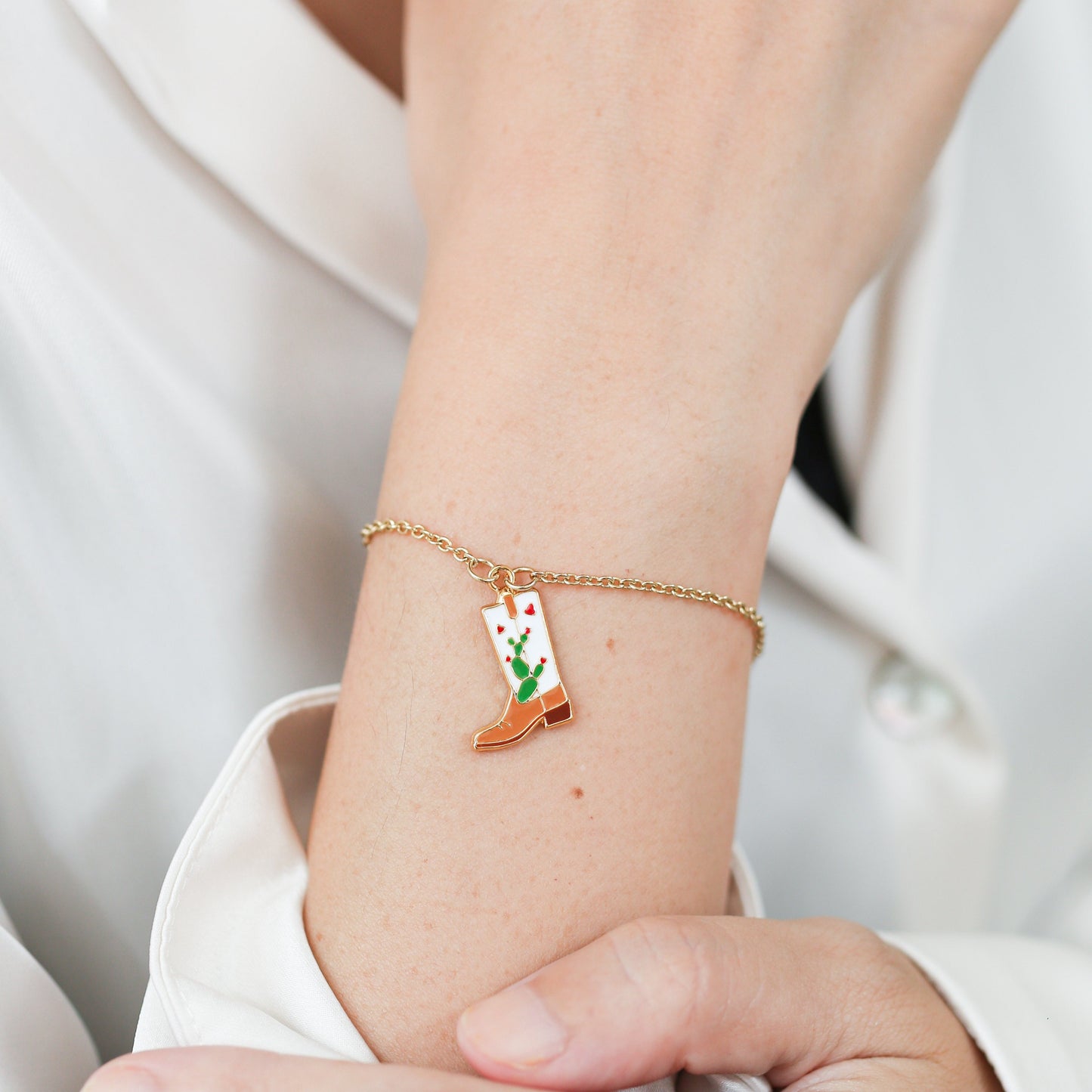 Cowgirl Cactus Boots Enamel Bracelet | Miss Modi