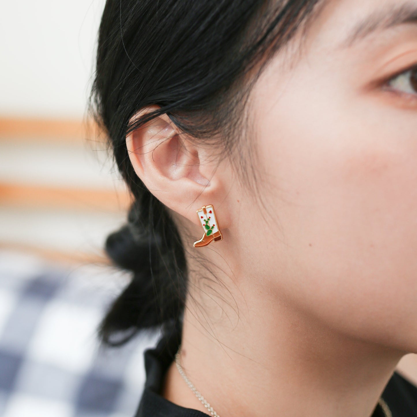 Cowgirl Cactus Boots Enamel Studs | Miss Modi