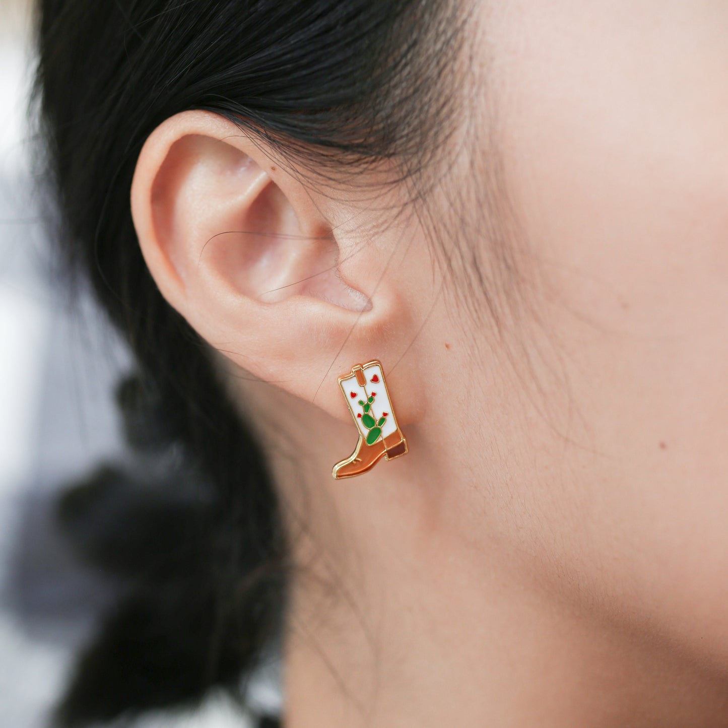 Cowgirl Cactus Boots Enamel Studs | Miss Modi
