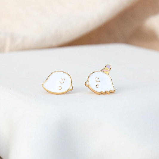 Li'l Flying Ghost Mismatched Enamel Earrings