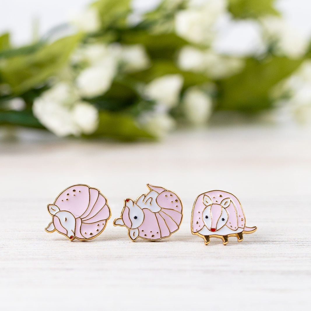 Miss_Modi_Armadillo Mismatch Studs Trio_Pink