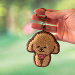 Golden Doodle My Poodle Handmade Embroidery Keychain