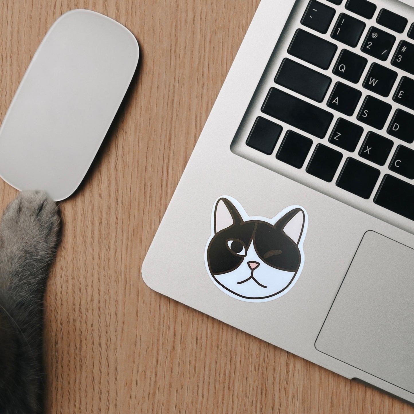 Winking Cat Vinyl Sticker