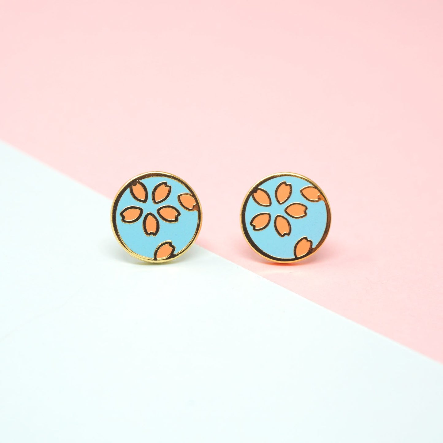 Miss Modi presents Handcrafted Sakura Light Blue Enamel Stud Earrings