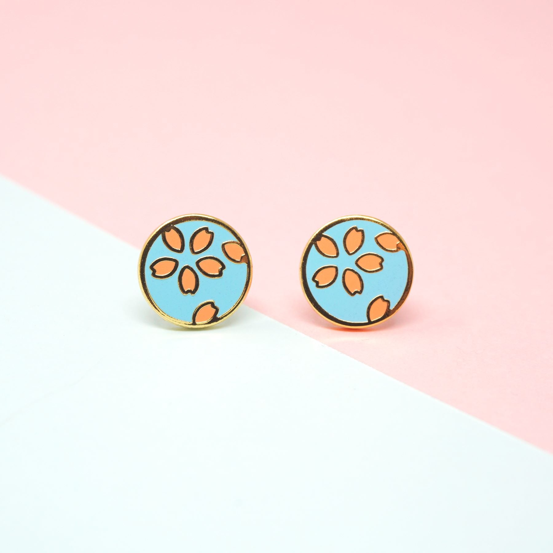 Miss Modi presents Handcrafted Sakura Light Blue Enamel Stud Earrings