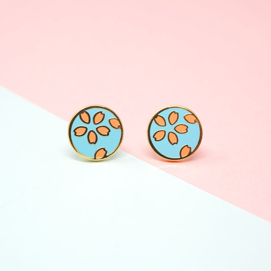 Miss Modi presents Handcrafted Sakura Light Blue Enamel Stud Earrings
