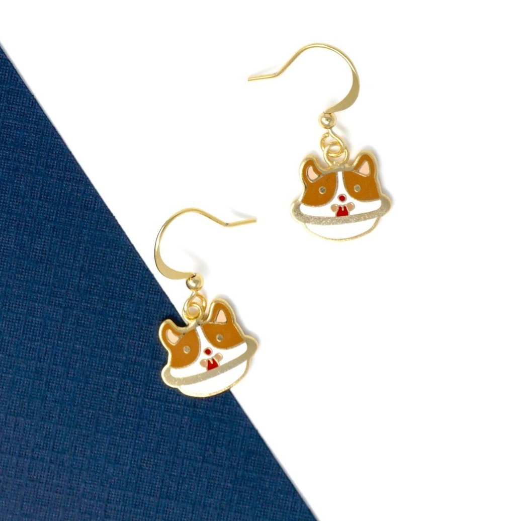 Corgi Planet Enamel Drop Earrings | Miss Modi