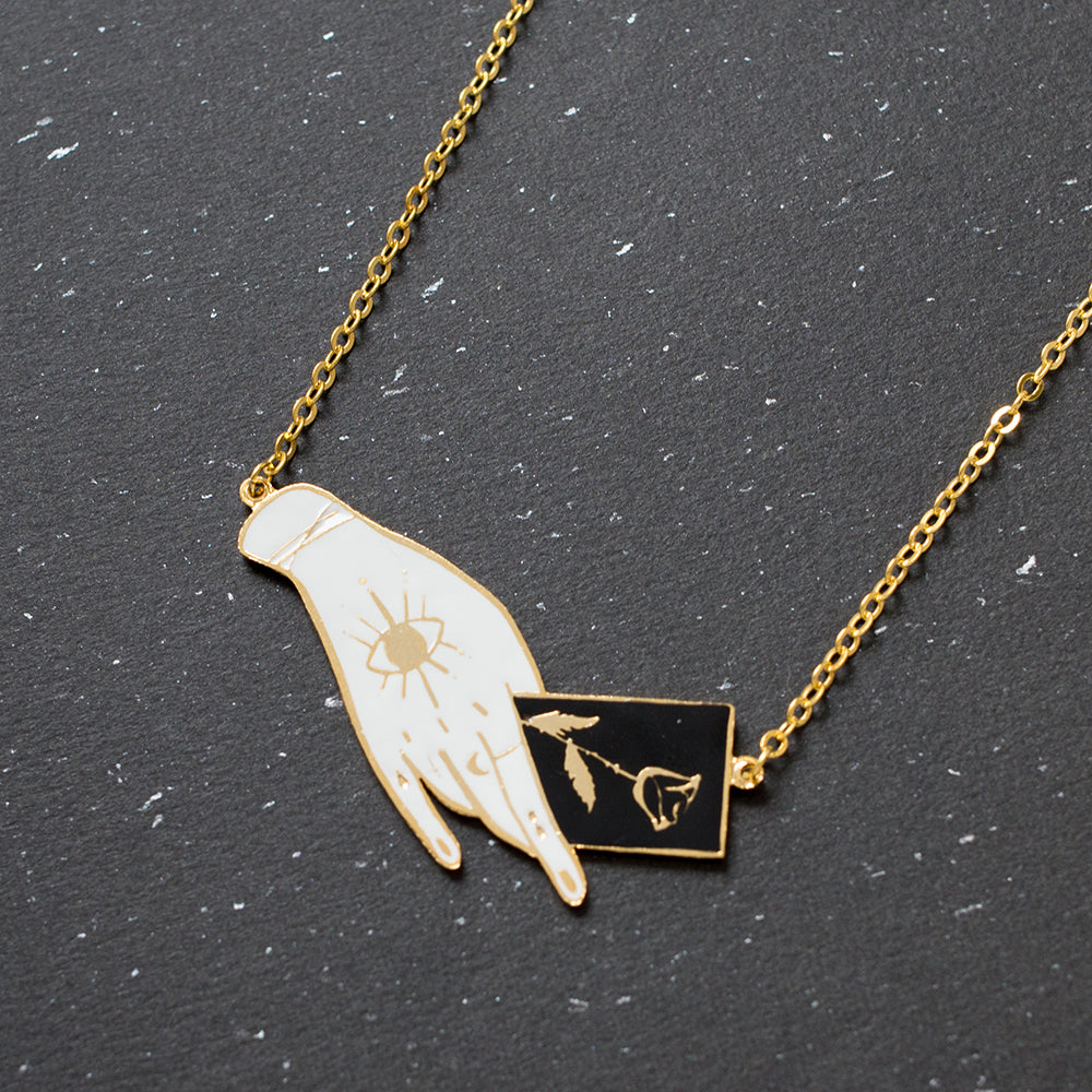 Mysterious Diviner's Hand Enamel Long Necklace