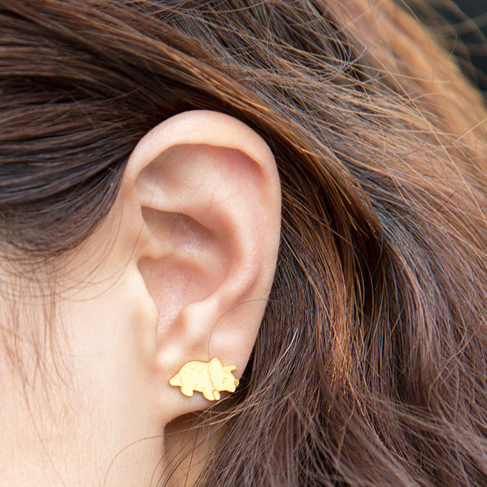 Triceratops Enamel Stud Earrings