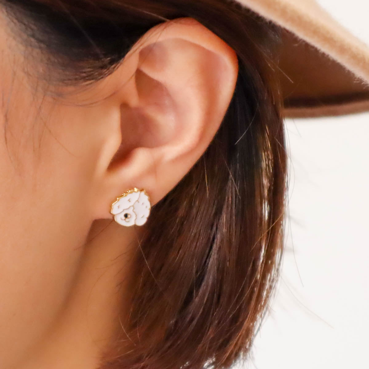Old English Sheepdog Enamel Stud Earrings