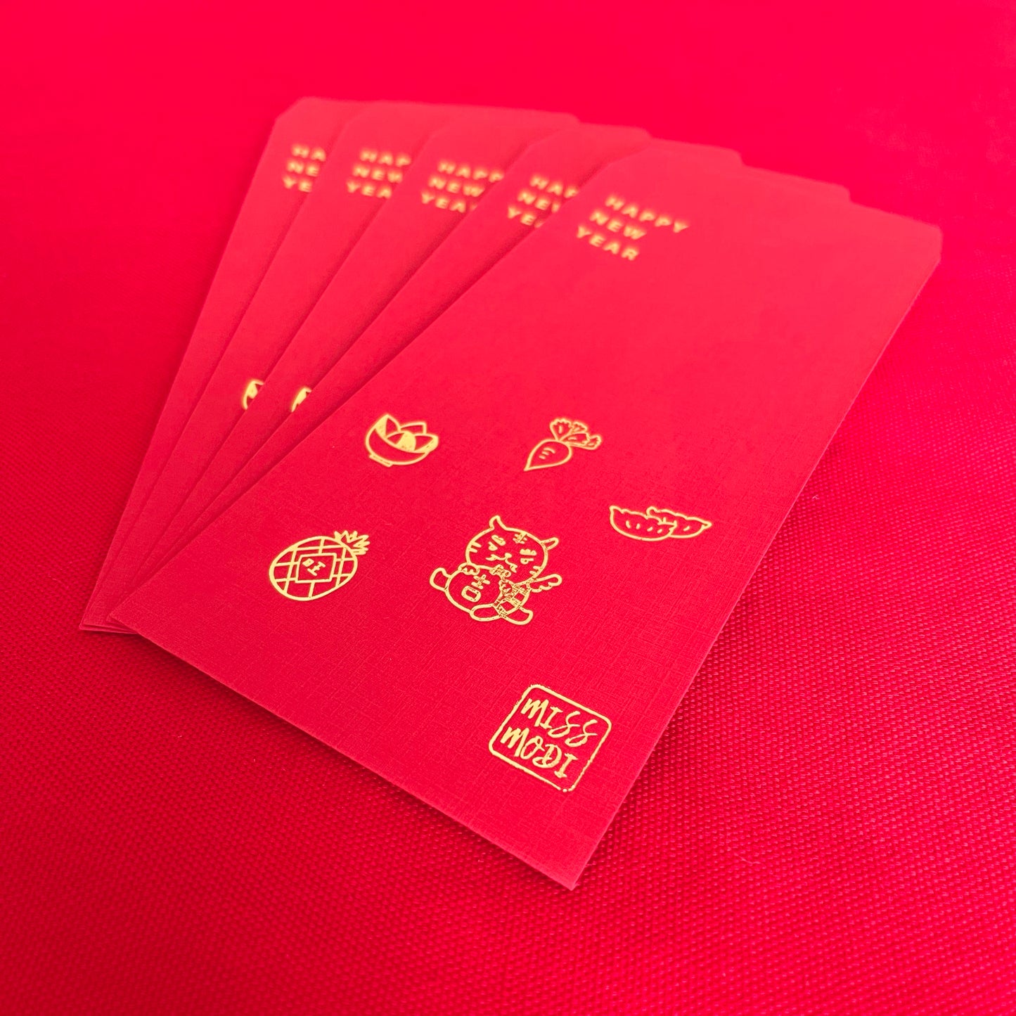 Miss Modi Exclusive Tiger Lord Gold Foil Red Envelopes
