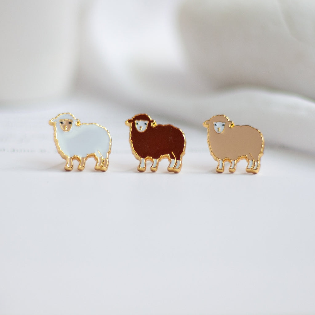 Sleepy Sheep Enamel Stud Earrings