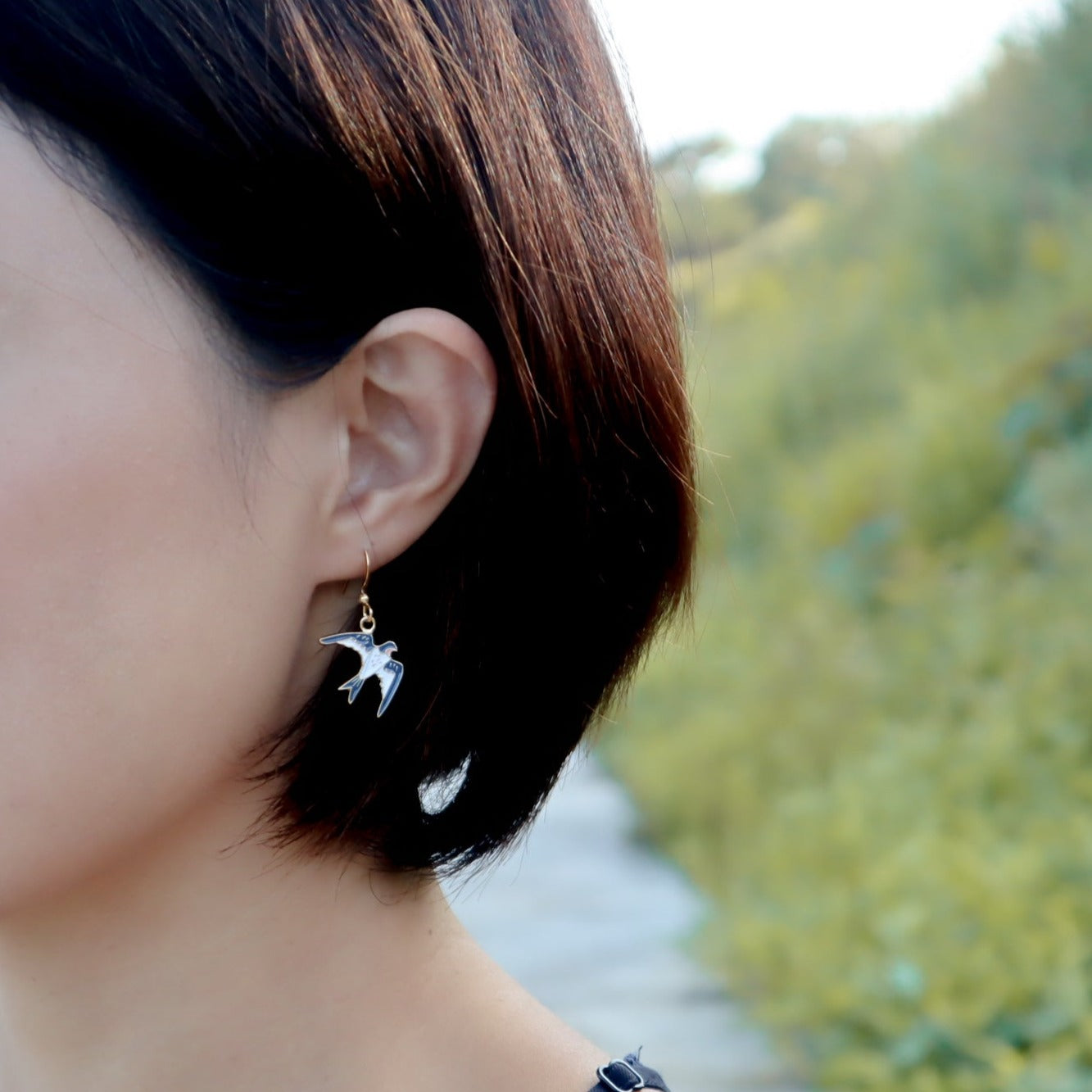 Blue Swallow Enamel Earrings/ Bracelet/ Necklace