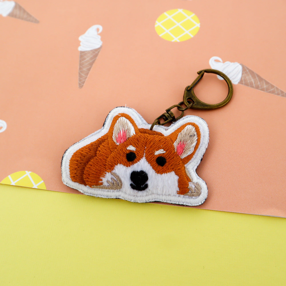 My Dear Corgi Handmade Embroidery Keychain