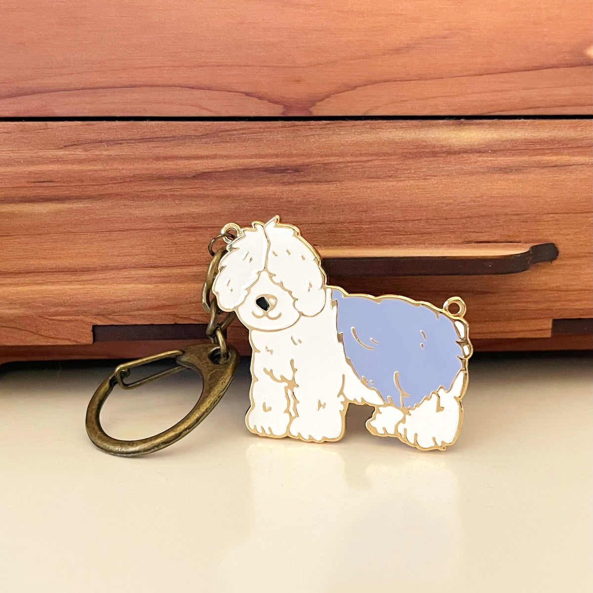 Goldendoodle Leather Dog Keychain