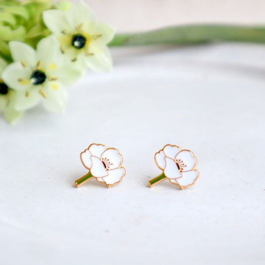 Magnolia Flower Enamel Earrings/ Bracelet/ Necklace