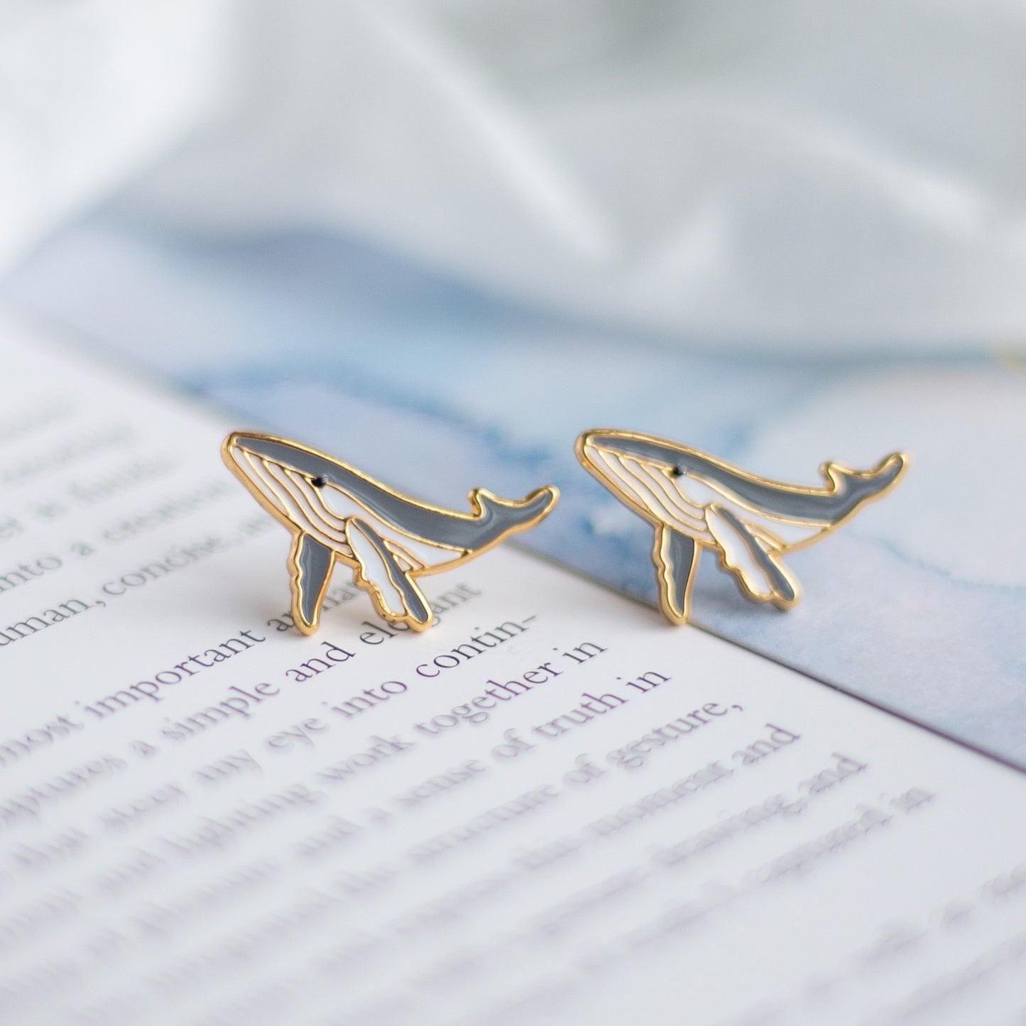 Humpback Whales Enamel Earrings/ Bracelet/ Necklace