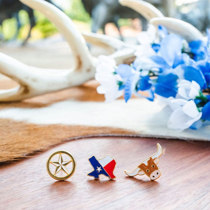 Our Texas Mismatched Enamel Stud Earrings | Miss Modi