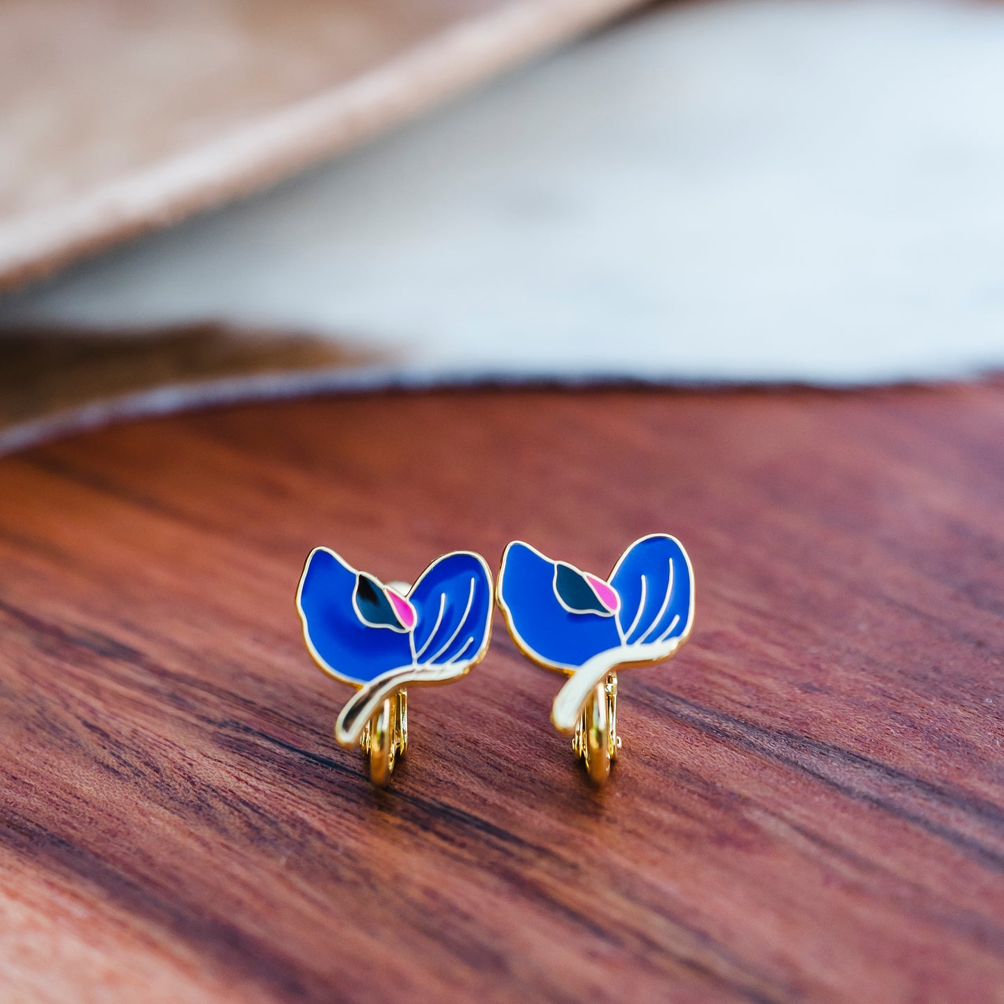 Bluebonnet Enamel Screwback Clip Earrings | Miss Modi