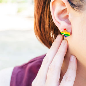 Texas Rainbow Enamel Stud Earrings | Miss Modi