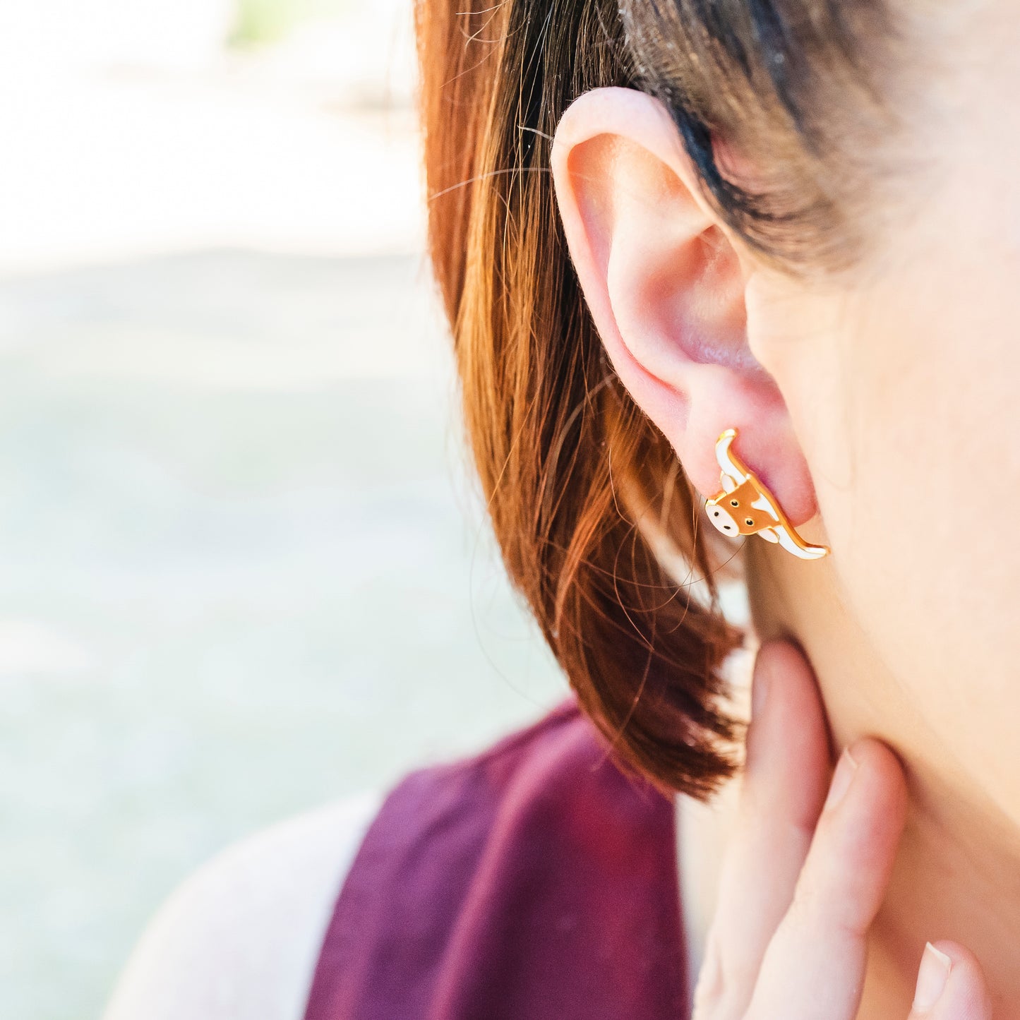 Texas Longhorn Enamel Stud Earrings | Miss Modi