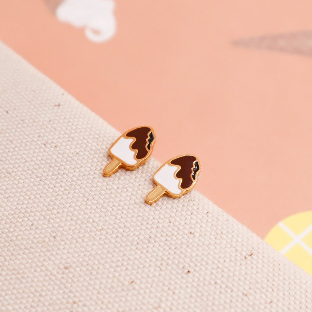 Chocolate Ice cream Bar Enamel Earrings
