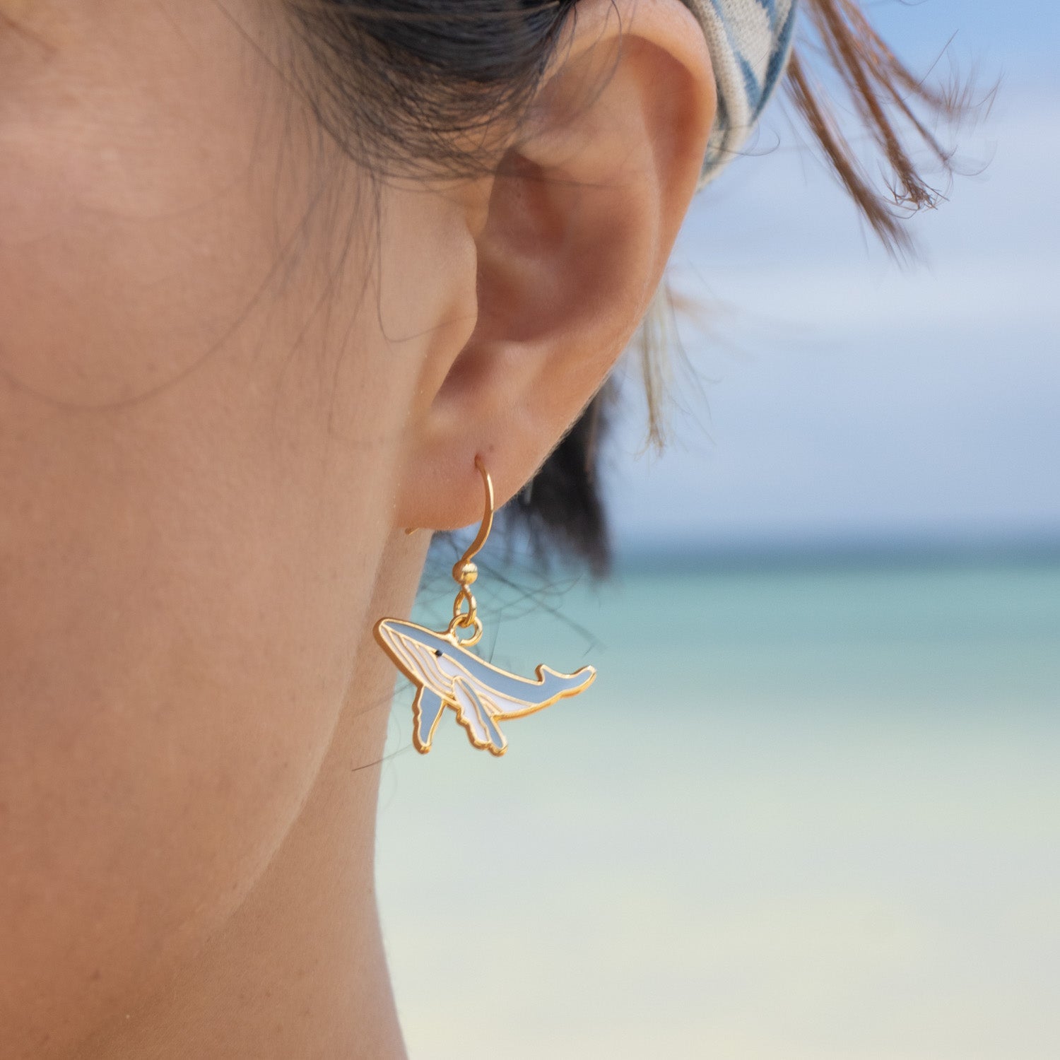 Humpback Whale Handcrafted Enamel Drop Earrings | Miss Modi