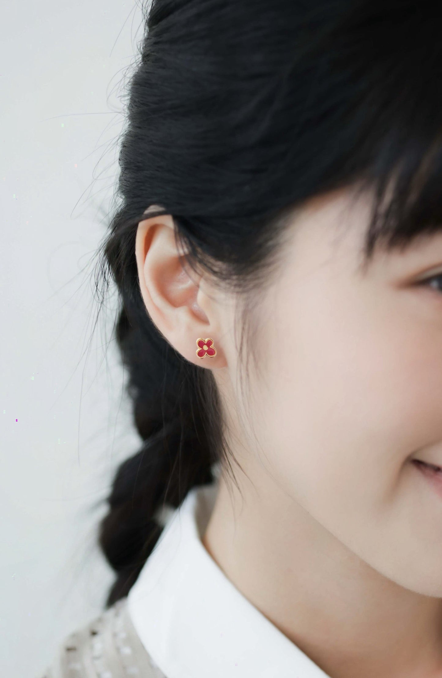 Tiny Flora Enamel Stud Earrings