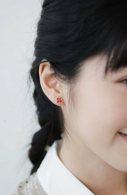 Tiny Flora Enamel Stud Earrings