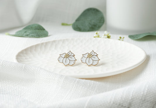 Texas Magnolia Flower Enamel Earrings/ Bracelet/ Necklace