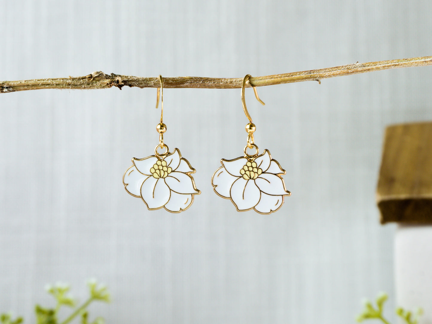 Texas Magnolia Flower Enamel Earrings/ Bracelet/ Necklace