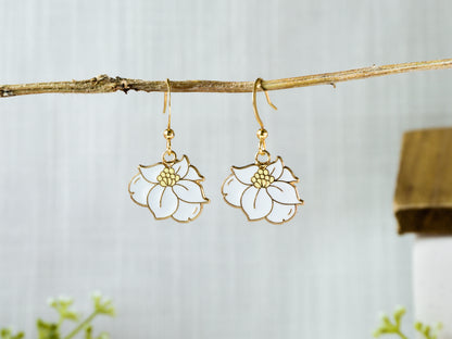 Texas Magnolia Flower Enamel Earrings/ Bracelet/ Necklace