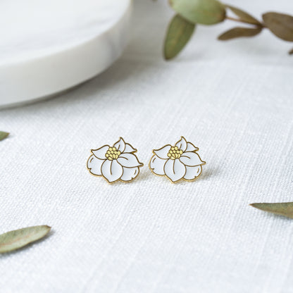 Texas Magnolia Flower Enamel Earrings/ Bracelet/ Necklace