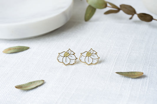 Texas Magnolia Flower Enamel Earrings/ Bracelet/ Necklace