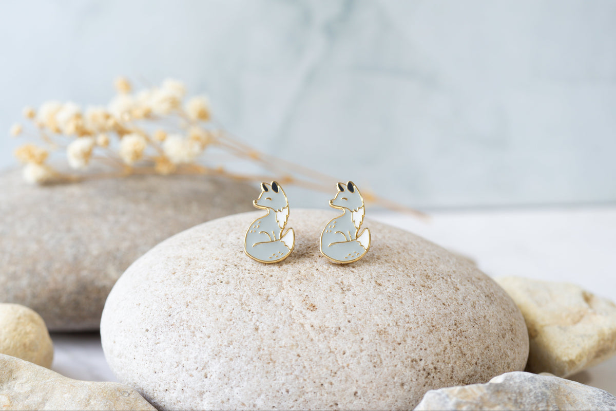 Arctic Fox Enamel Earrings/ Bracelet/ Necklace