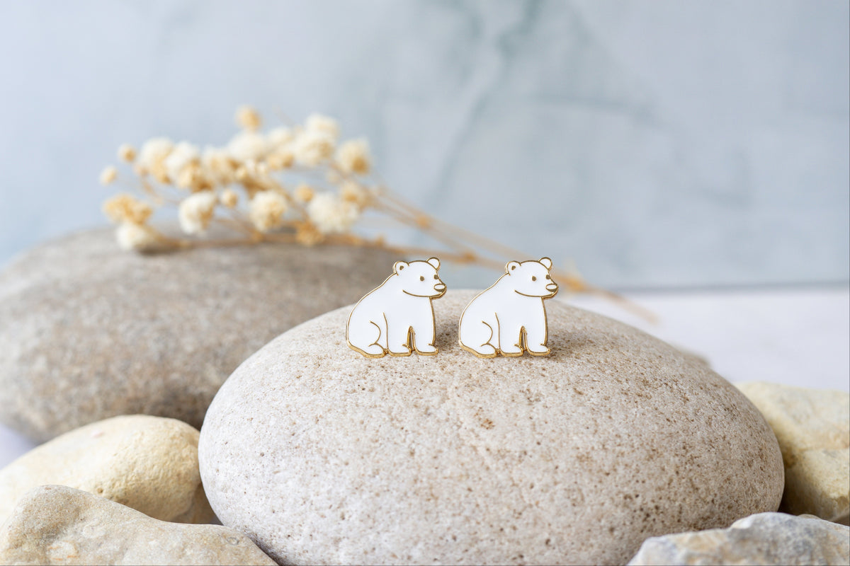 Polar Bear Cub Enamel Pin/ Earrings/ Bracelet/ Necklace