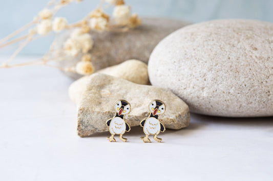 Hello Puffin Enamel Pin/ Earrings/ Bracelet/ Necklace
