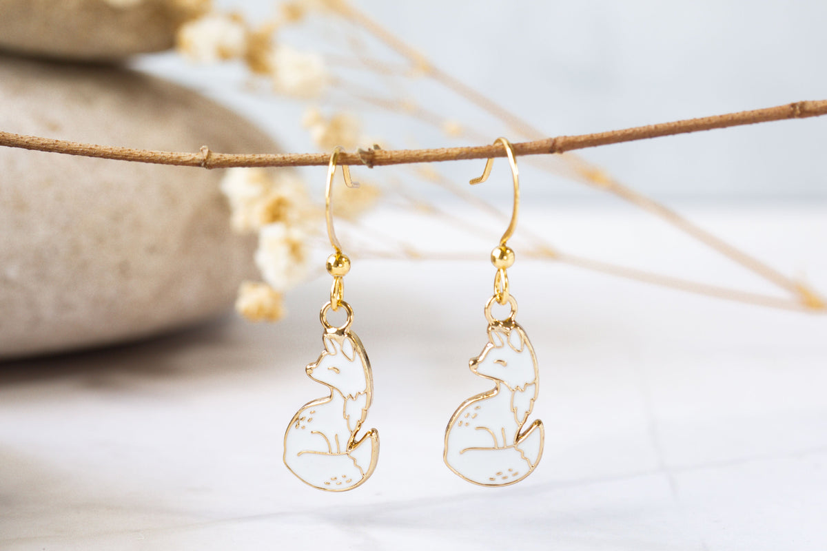 Arctic Fox Enamel Earrings/ Bracelet/ Necklace