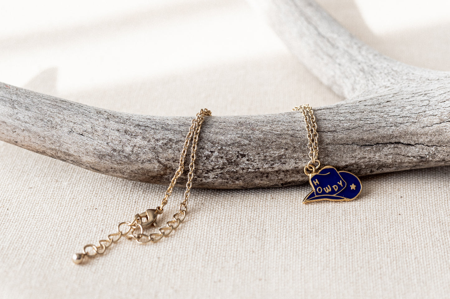 Blue Howdy Cowgirl Hat Enamel Necklace | Miss Modi