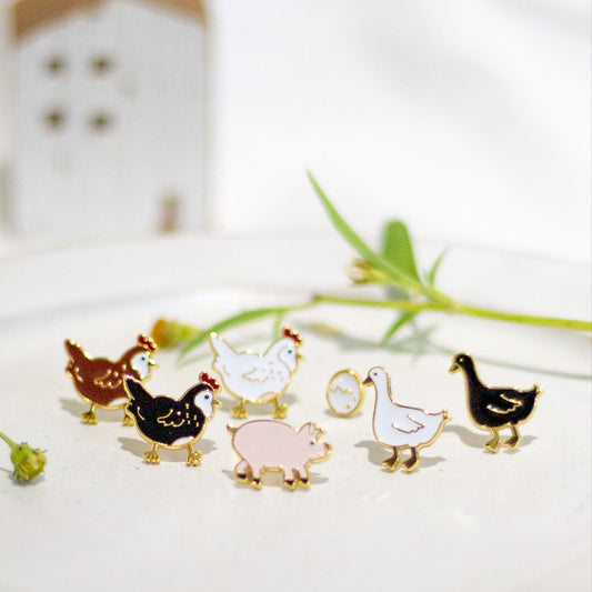 Farm Sweet Farm Mismatched Enamel Earrings [One Piece]